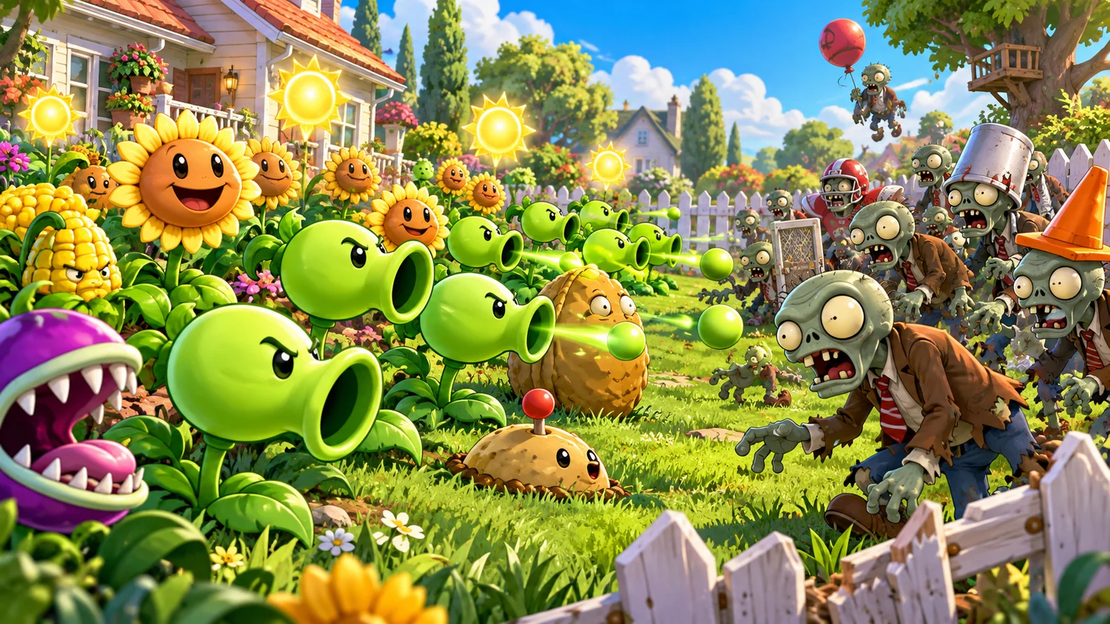 Plants vs. Zombies game-inspired editorial illustration